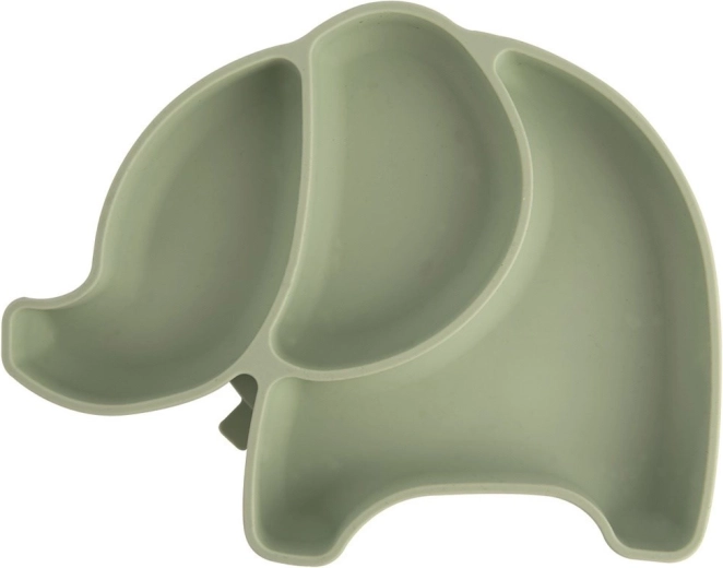 Detský silikónový delený tanierik slon, zelený 23,5 × 19 × 3,5 cm