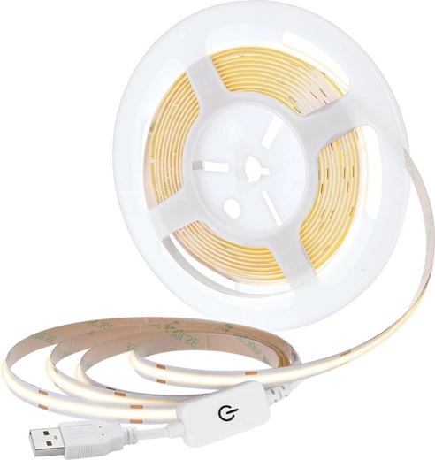 Solight LED COB pásik 5 m teplá biela 3000 K USB s vypínačom 8 mm