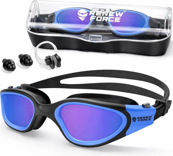 Plavecké okuliare s polarizáciou, UV400 a anti-fog (modré) - 1 kus