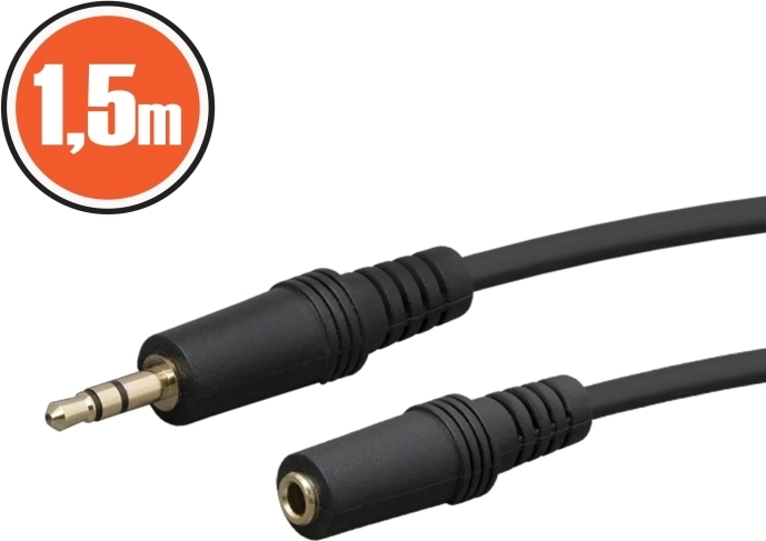 Predlžovací audio kábel Jack 3,5 mm, 1,5 m, čierny