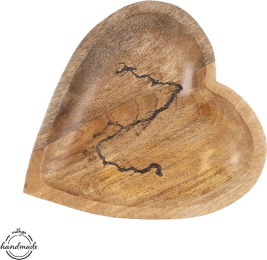 Drevený podnos z mangového dreva v tvare srdca 26 × 24 cm