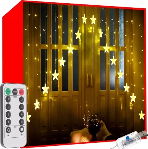 LED svetelná opona hviezdy 136 LED teplá biela s diaľkovým ovládaním