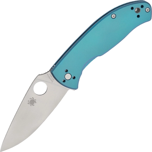 Vreckový nôž Spyderco Tenacious Blue, titánová rukoväť, saténová čepeľ 8,5 cm