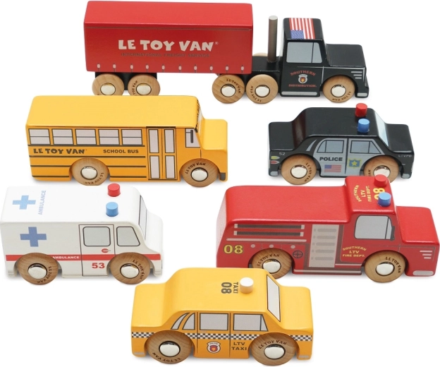 Drevené vozidlá New York Le Toy Van – 6 ks