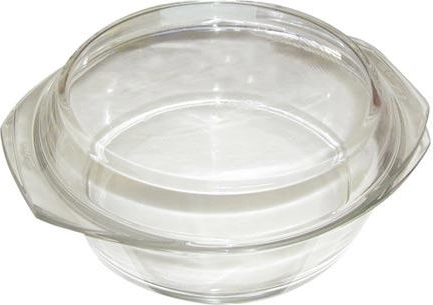 Guľatý pekáč z varného skla s pokrievkou 1 l, priemer 16 cm