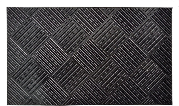Gumová rohož 45 × 75 cm – kosoštvorce, čierna