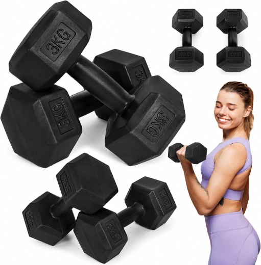 Hexagonálne činky MOVEPRO 2×3 kg (čierne)
