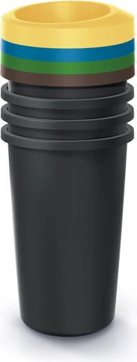 Sada recyklačných košov Compacta R Drop, 4×35 l, čierna, z recyklovaného plastu