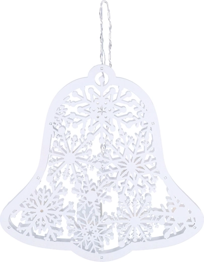 Solight LED drevený vianočný zvonček 30 cm, 9 LED, biely, s časovačom