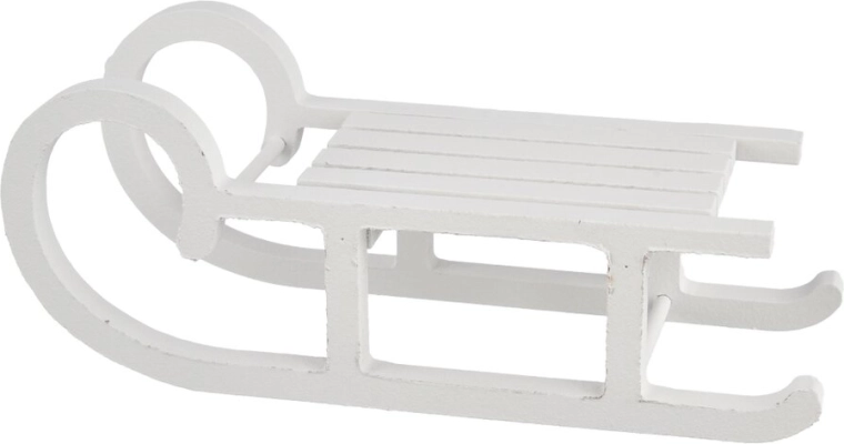 Biele drevené sánky – dekorácia 20 × 8 × 8 cm