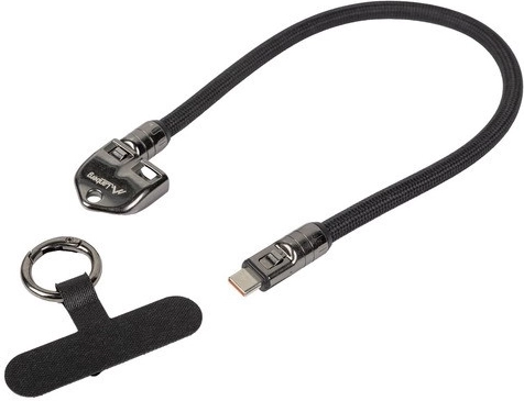 Lanberg USB-C kábel s príveskom a pútkom 30 cm 240 W čierny