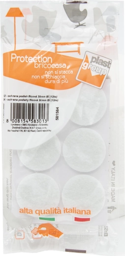 Filcové samolepiace podložky pod nábytok 30 mm biele (12 ks)