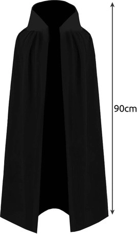 Dlhý čierny plášť s golierom (90 cm)