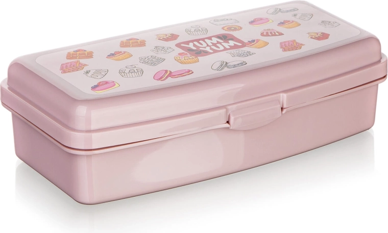 Ružový desiatový box YUM s klipovým uzáverom 20 × 9,5 × 5,5 cm