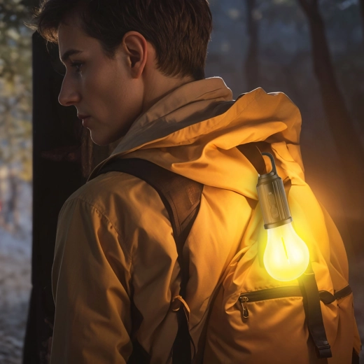 Závesná solárna LED lampa v tvare žiarovky s USB-C, 100 lm