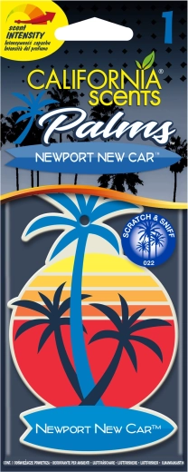 Závesná vôňa do auta California Scents Palm Newport New Car