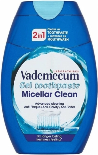 Vademecum 2v1 Micellar Clean gélová zubná pasta 75 ml