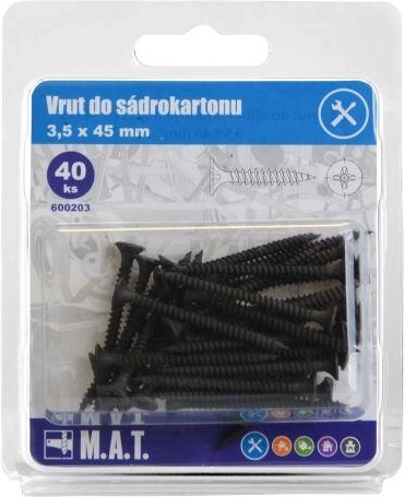 Skrutka do sadrokartónu 3,5 × 45 mm s jemným závitom, fosfátovaná (40 ks)