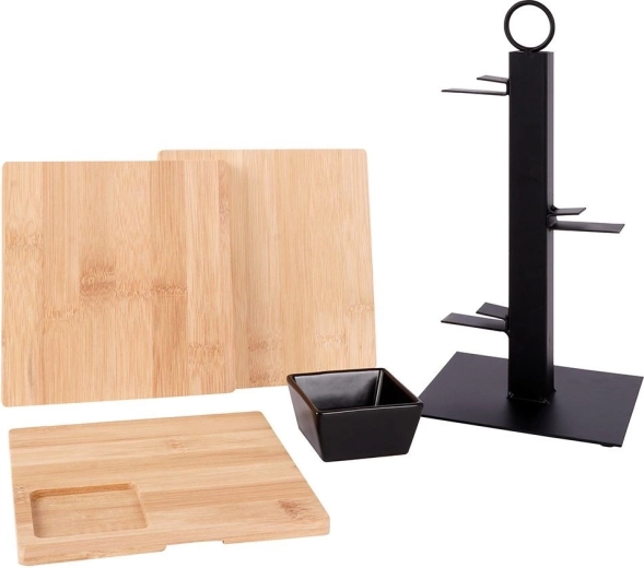 Bambusové tácky a miska na dipy v sade