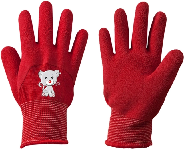 Detské pracovné rukavice s penovým latexom KITTY, veľkosť 4