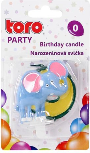 Tortová sviečka číslica 0 so slonom TORO 5 cm