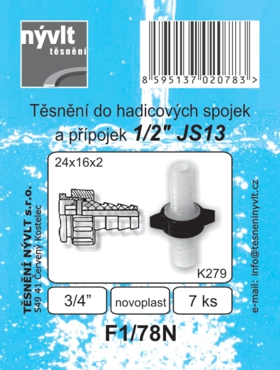 Tesnenie pre hadicové prípojky a spojky 3/4" 24 × 16 × 2 mm, sada 7 ks