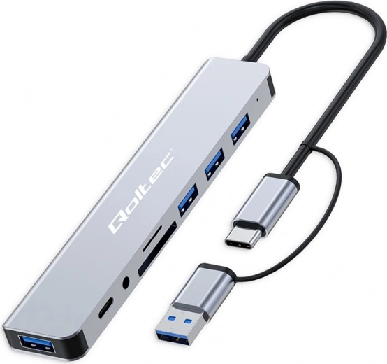 HUB adaptér 8v1 USB-C/USB s podporou SD/TF kariet a Jack 3.5mm