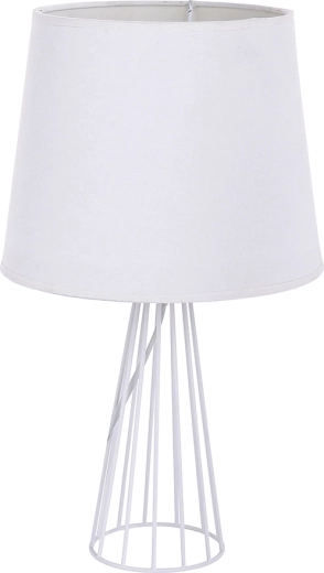 Biela stolová lampa s kovovou mriežkovou základňou 40 cm