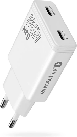 EverActive super slim GaN sieťová nabíjačka 45 W s 2× USB‑C (SC-465Q)