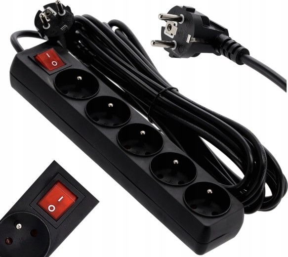 Päť zásuviek Schuko pre viac zariadení