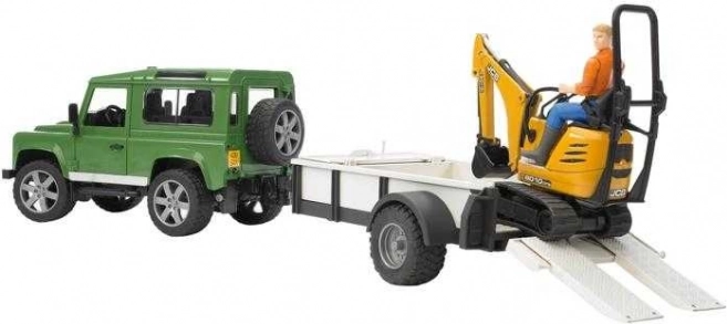 Herný set Bruder SUV a pásový minibager JCB s prívesom