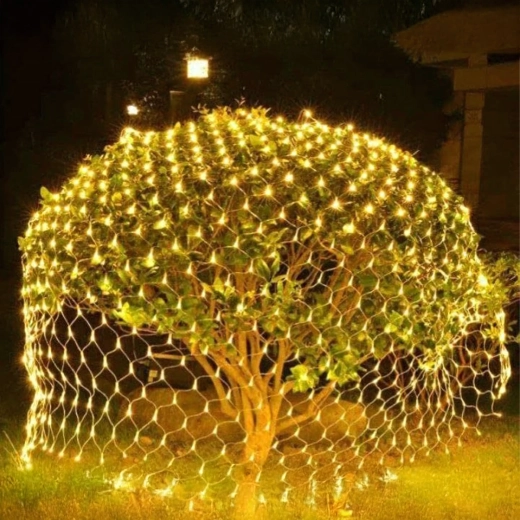 Vianočná LED svetelná sieť teplá biela 2 × 2 m, 144 LED, 8 režimov