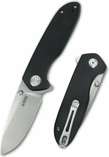 Kubey Belus KU342A čierny vreckový nôž 7,5 cm s rukoväťou G10 a sponou