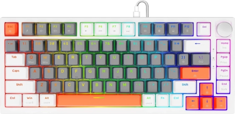 Magnetická herná klávesnica astral white s spínačmi outemu white jade, rgb a pbt keycapy