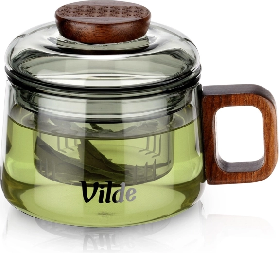 Sklenený hrnček so sitkom na čaj 240 ml