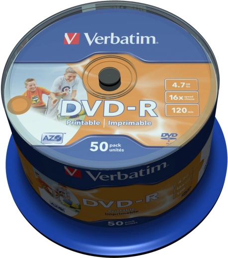Verbatim DVD-R Wide Inkjet Printable 4,7 GB 16x – 50 ks