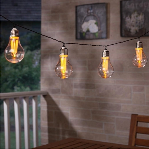 Solárna záhradná girlanda 3,8 m, 10 LED teplá biela, veľké žiarovky