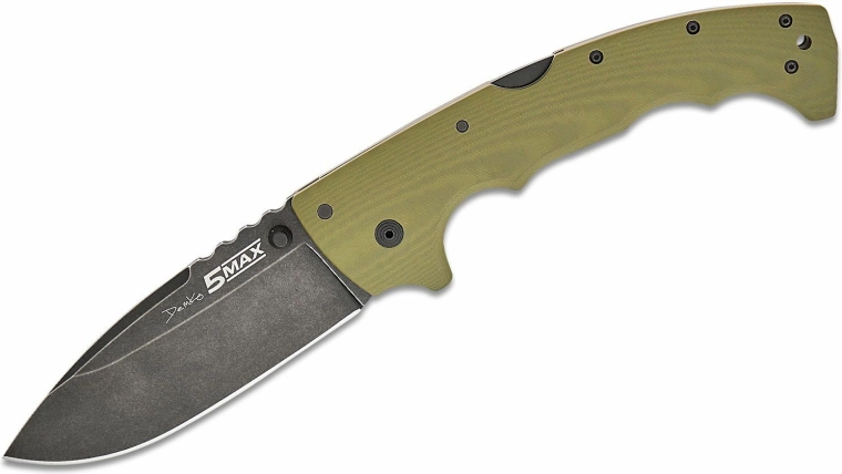Skladací nôž Cold Steel 5 Max Elite, čepeľ 12,7 cm, Black Stonewash, zelená G10