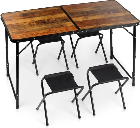 Vilde skladací turistický stôl so 4 stoličkami 3v1 120 × 60 cm