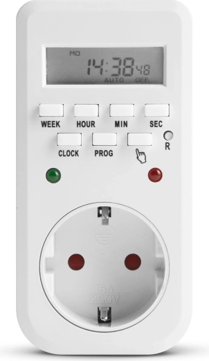 Digitálne spínacie hodiny s LCD displejom a LED kontrolkami
