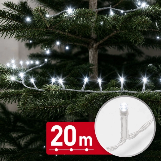 LED svetelná reťaz so studeným bielym svetlom, 20 m, 400 LED
