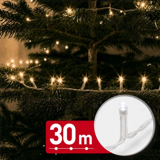 LED svetelná reťaz 30 m so 600 LED, teplá biela