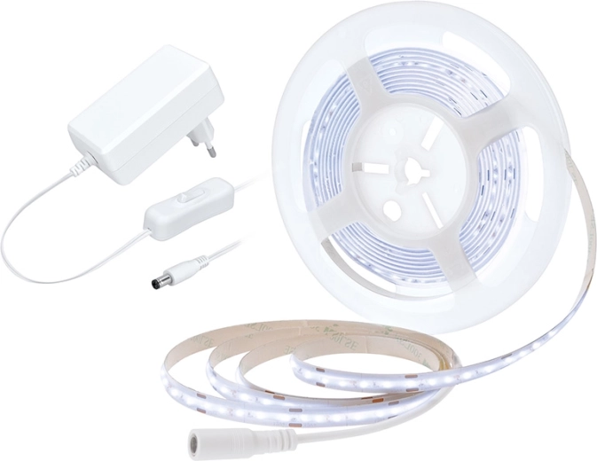 Solight LED COB pásik s adaptérom a vypínačom 5 m 8 W/m studená biela
