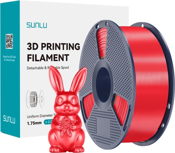 Sunlu PLA+ Silk filament pro 3D tlač, červený