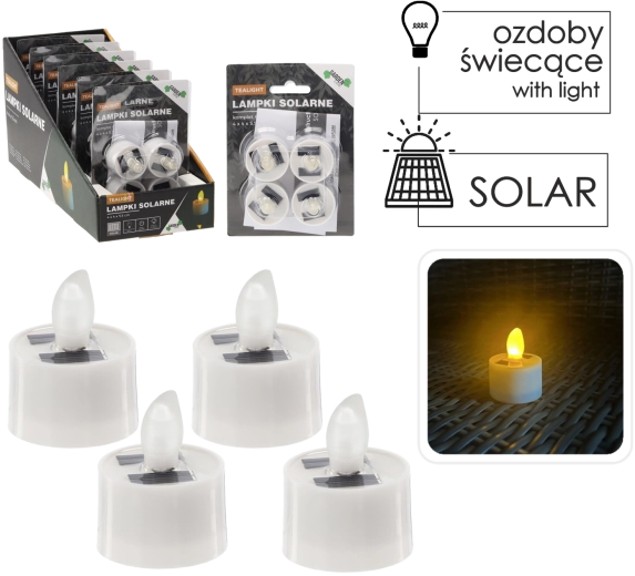 Sada solárnych LED čajových lampášikov, 4 ks