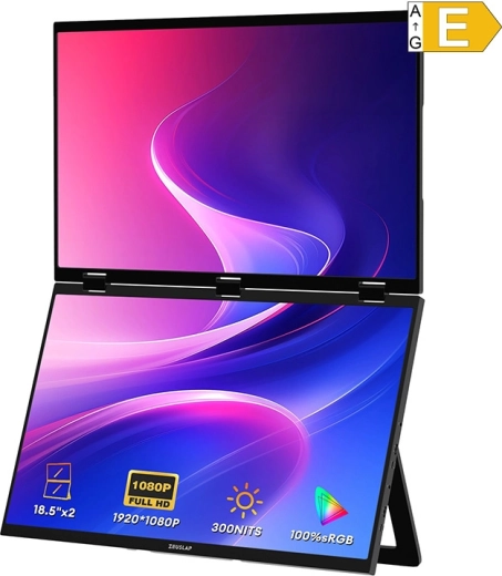Prenosný duálny monitor Zeuslap Z18W 2× 18,5" Full HD