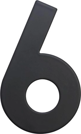 Domové číslo 6, 75 mm, nerez, matná čierna