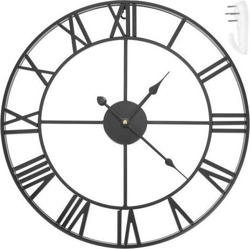 Kovové nástenné hodiny loft s rímskymi číslicami 47 cm – čierne