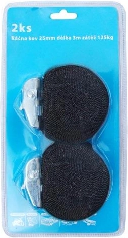 Upínací popruh 25 mm, 3 m, nosnosť 125 kg (2 ks)