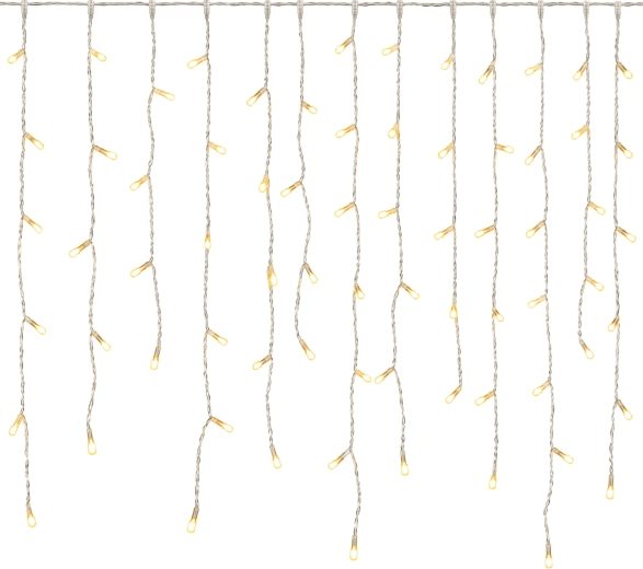 Vianočný svetelný záves s cencúľmi, 96 LED, teplá biela, USB, 3,5 m